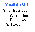 Text Box: Small BizAPTSmall Business1. Accounting2. Payroll and 3. Taxes